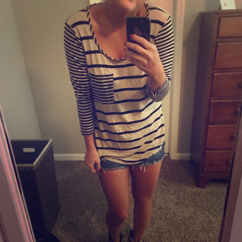3/4 length striped shirt